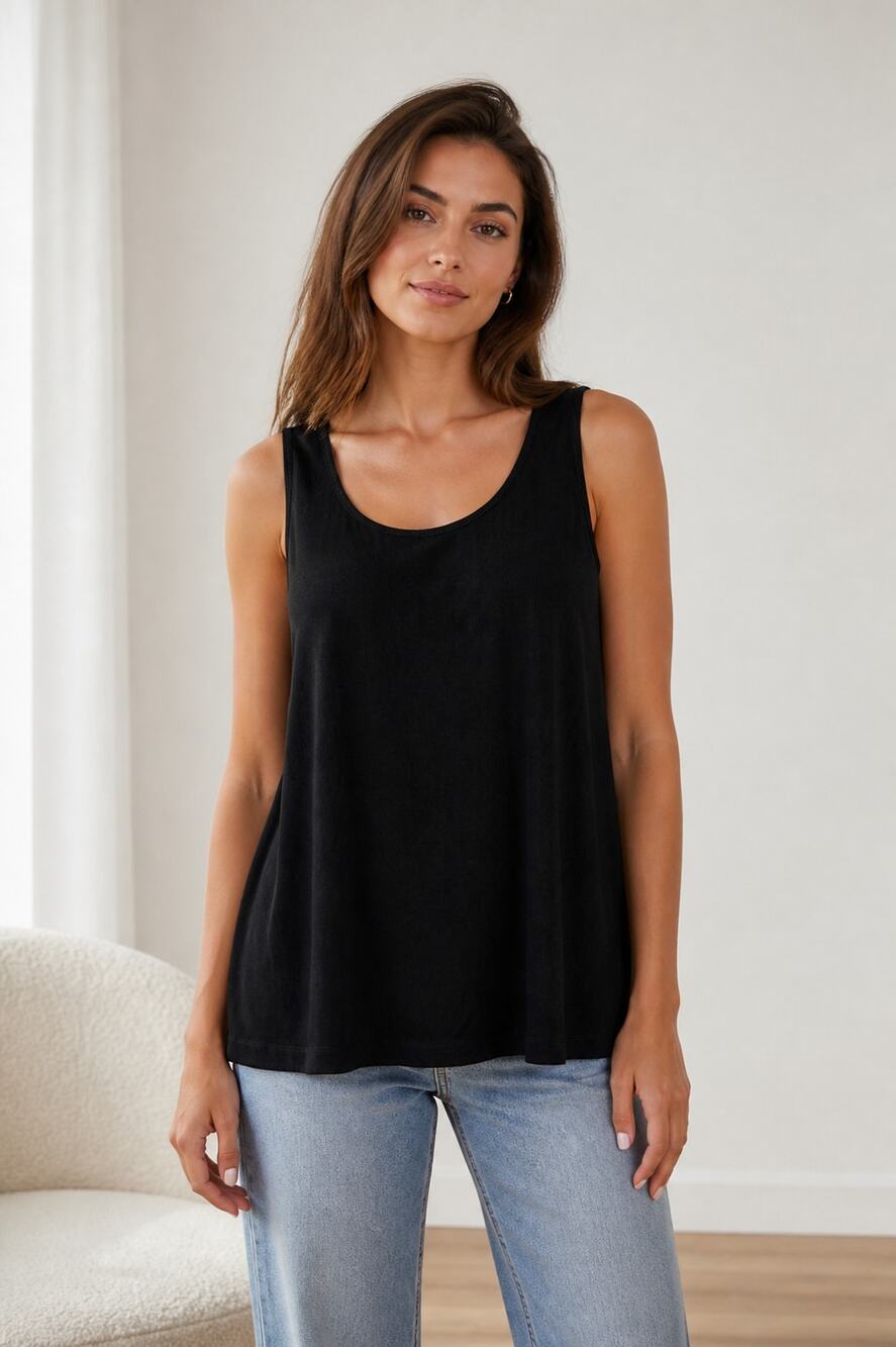 Chico's Black Velvet Tank Top Sz M Stretch Soft - Picture 1 of 7
